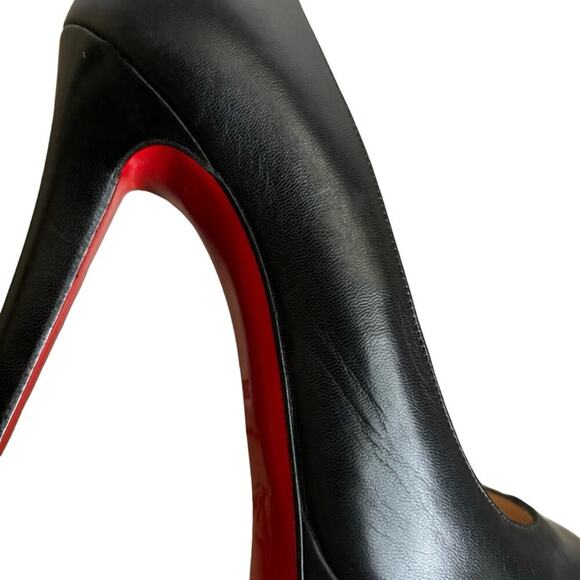 Christian Louboutin Bianca 140 Kid Black Leather Platform Pumps Size 38.5 - Picture 11 of 16